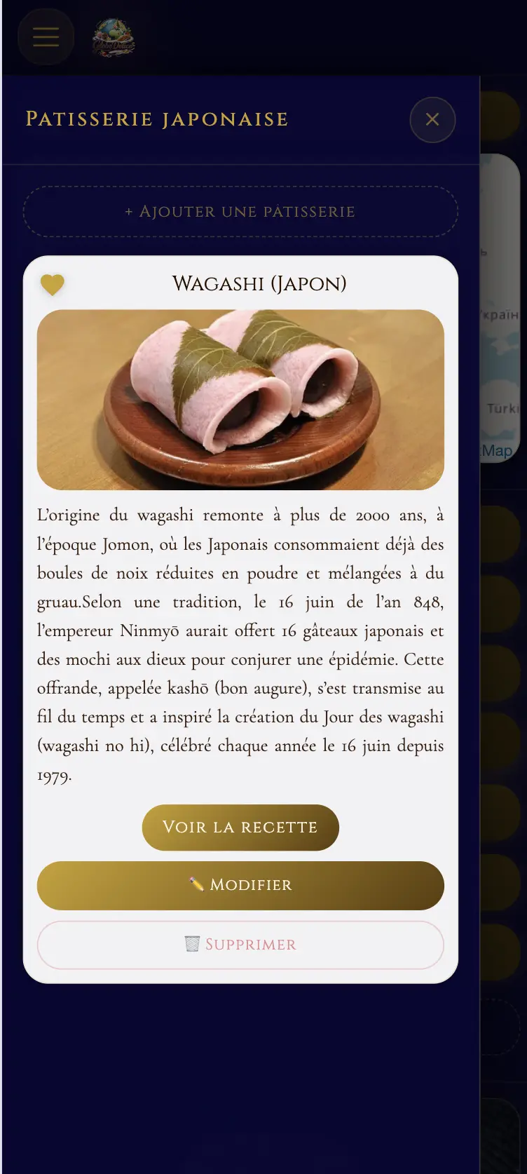 Capture d’écran du projet Globe Délice